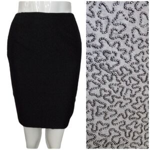 BURBERRYS Evening Skirt, 6P, Black Pencil, Beaded, Wiggle, Petite, Embellished